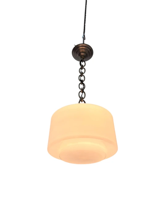 Art Deco Pendant Lamp with Original Milk Glass Shade, 1930s